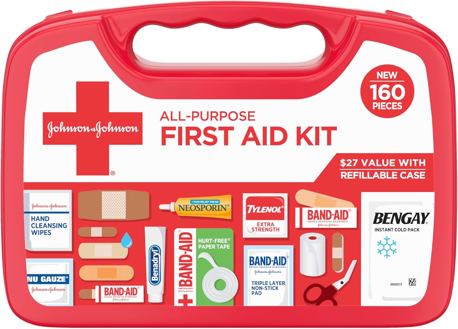 Johnson & Johnson All-Purpose Portable Compact First Aid Kit 160 pieces