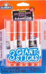 Elmer's Disappearing Purple School Glue Sticks, Washable, 22 Grams, 3 Count