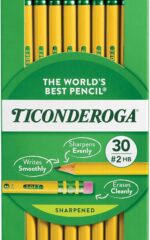 Ticonderoga Wood-Cased Pencils, Pre-Sharpened, 2 HB Soft, Yellow, 30 Count