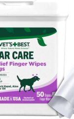 Vet's Best Ear Relief Finger Wipes Sooths & Deodorizes | 50 Disposable Wipes